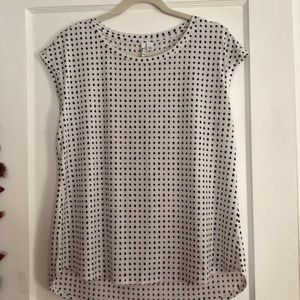 Elle black and white polka dot blouse
